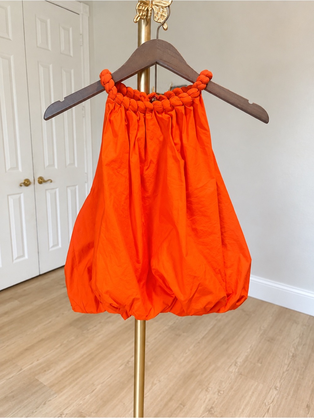 Anthropologie Braided Bubble-Hem Tank Top Orange